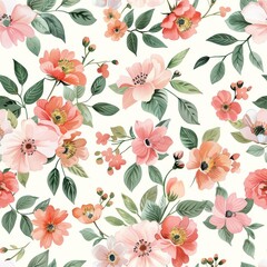 Pink Flowers Dance Across White Canvas