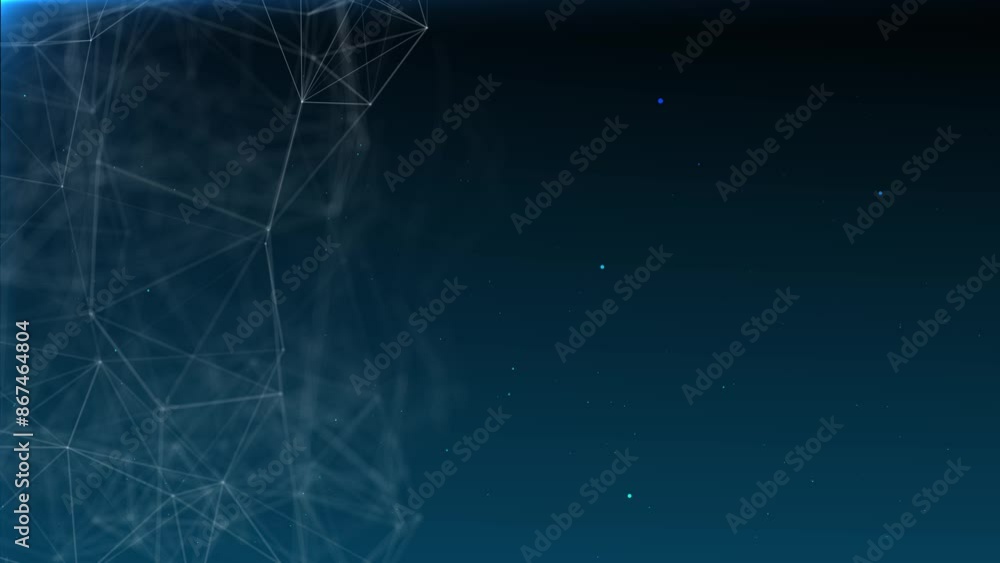 Poster wave of particles futuristic dots wave 3d animation. big data abstract technology futuristic backgro