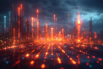 Obraz premium Futuristic Cityscape with Glowing Lights