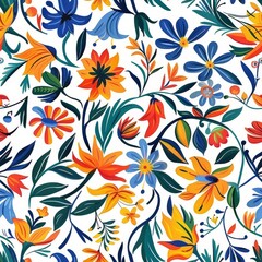 Vibrant Hues Unfold in Floral Pattern