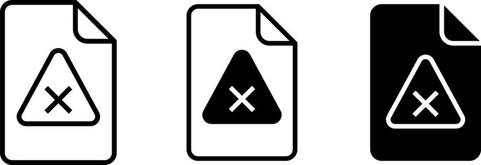 file error icons set. document denied vector icon. remove file icon vector

