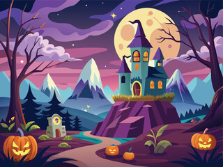 halloween background with castle