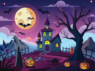 halloween background with castle