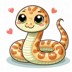 Fototapeta premium Snake in santa hat on white background.AI