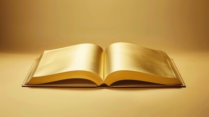 This open gold book, with its blank, glossy pages, exudes a sense of luxury and exclusivity, ideal for high-end branding or conceptual art projects.