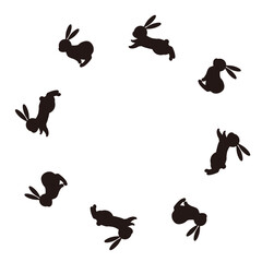 回るうさぎのシルエット