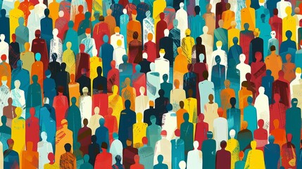 Colorful paper cut-out crowd of diverse people embracing unity and inclusion in modern society
