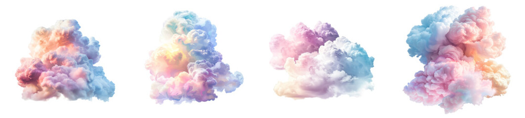 Dreamy pastel clouds in soft colors abstract sky illustration transparent background