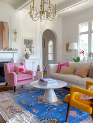 Stylish and simple Nordic style living room interior