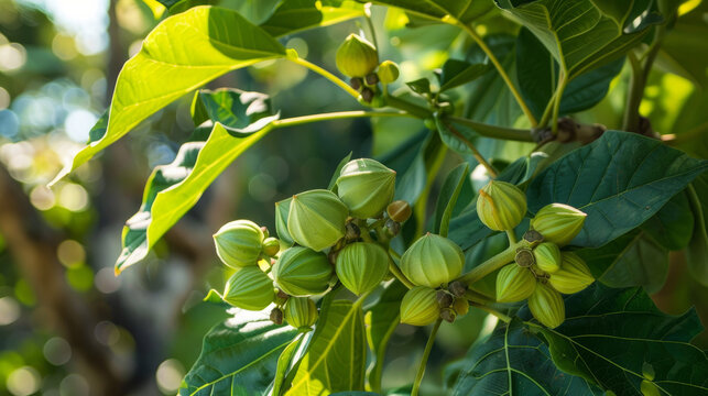 Some jatropha fruits keep a light color like green.