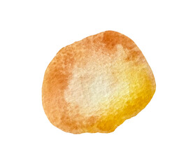 Watercolor paint stain beige and yellow color cut out from white background