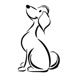 Playful Dog Line Drawing in Minimalist Style