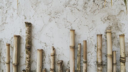  Organic Bamboo Artistic Display with Rustic Wall Backdrop