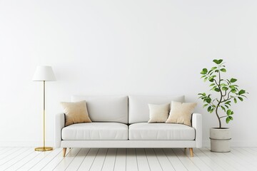 An elegant white living space perfect as a wallpaper or background for minimalist room designs