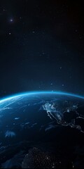 Obraz premium dark poster with space and blue planet. Creative design for wallpaper. background, poster.