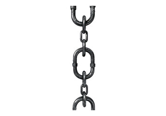 Stretched iron chain isolated, transparent background, PNG, cutout.