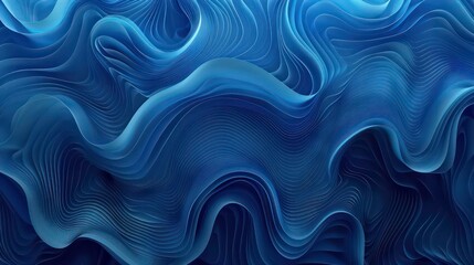 Wave Inspired 3d Wall Panels In Calming Shades Of Blue Background. Generative AI