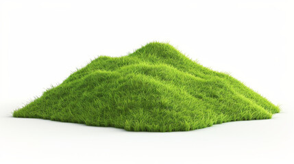 land mountain green gras on white background