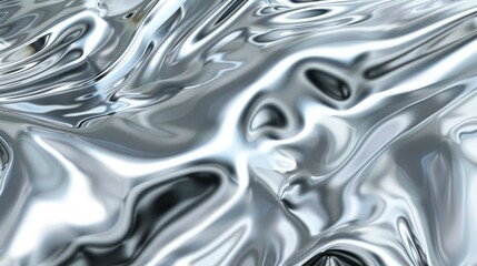 Background Fluid metallic white gray wave in motion bright light from 3d render You can use it as a background. Generative AI