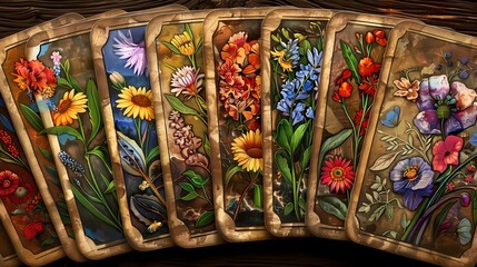tarot cards with flowers 