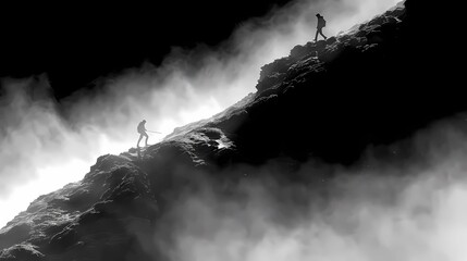Fototapeta premium persons on the rock