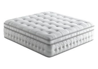 White spring mattress isolated, transparent background, PNG, cutout.