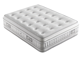 White spring mattress isolated, transparent background, PNG, cutout.