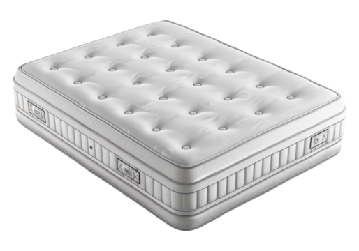 White spring mattress isolated, transparent background, PNG, cutout.