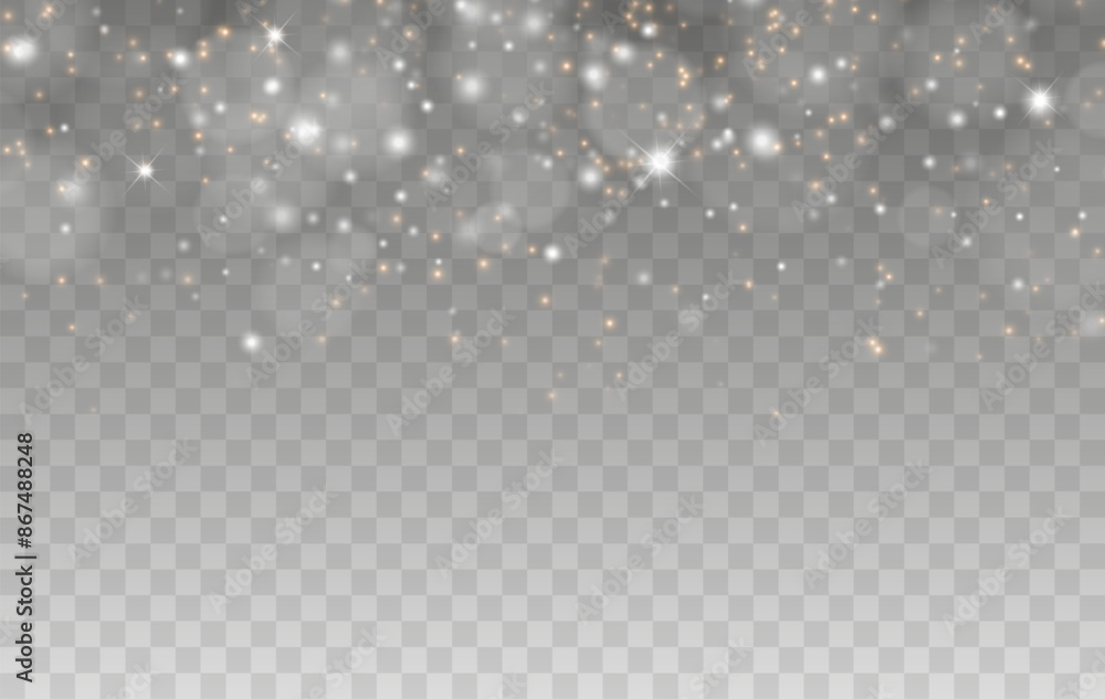 Aufkleber Glowing light effect with many glitter particles isolated on transparent background. Vector starry cloud with dust. Magic christmas decoration