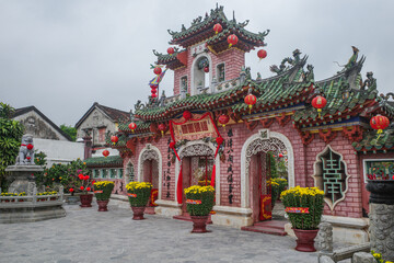 Hoi An, Vietnam - 7 Feb, 2024: Phuoc Kien Hoi Quan, Fukien Chinese Congregation Assembly Hall and Temple, Hoi An Old Quarter