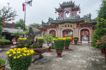 Hoi An, Vietnam - 7 Feb, 2024: Phuoc Kien Hoi Quan, Fukien Chinese Congregation Assembly Hall and...