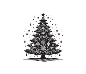 tree and christmas tree vector art graphic resources silhourtte vector style, white background