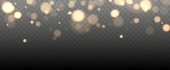 Gold bokeh lights isolated. Vector background with gold sparkles © ket4up