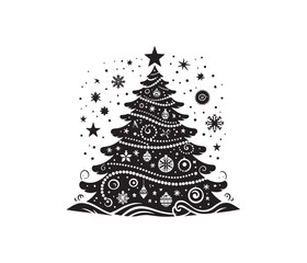 tree and christmas tree vector art graphic resources silhourtte vector style, white background