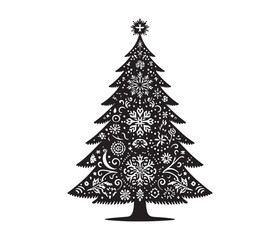 tree and christmas tree vector art graphic resources silhourtte vector style, white background