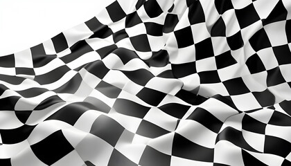 checkered racing wave flag 3d render on white background 1