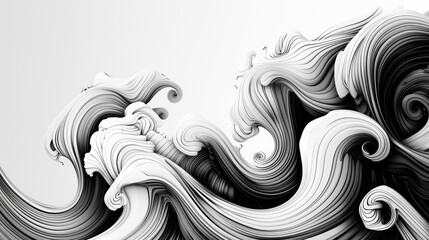 Striking black and white waves create a captivating design.