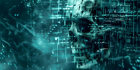 Naklejka premium Technischer Hintergrund für Halloween, Technik, Daten, Wissenschaft, Ai, Audio, Web, Grafik und mehr, made by AI