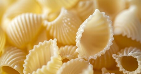  Close-up of Artisan Pasta: Handcrafted Macaroni with a Focus on Texture and Color