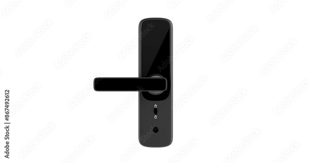 Leinwandbilder 4k Resolution Video: Inteligente Biometric Smart Door Lock with Digital Keypad Seamless Loop Rotating on a White Background with Alpha Mate