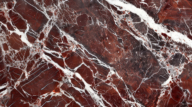 Rich Depth: Rosso Levanto Marble Close-Up - Dark Red with White Veins, High Resolution - Ideal for Dramatic Designs