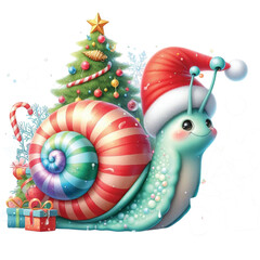 Cute Christmas Snail Clipart Design