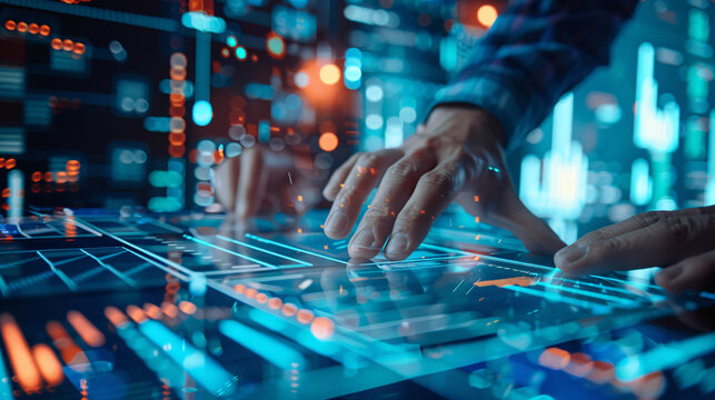 Colleagues planning project details with digital procurement system