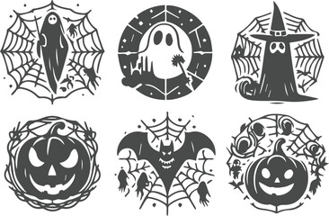 Obraz premium Mystical Halloween TShirt Vector Design Set
