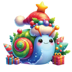 Cute Christmas Snail Clipart Design