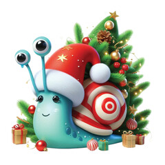 Cute Christmas Snail Clipart Design