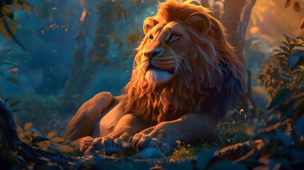 Cute lion sitting isolated on white background. 