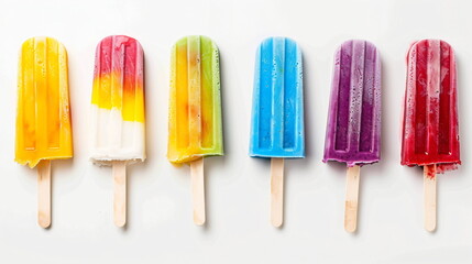 homemade colorful fruit ice cream set on white background