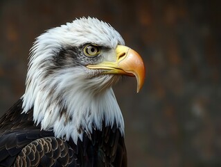 Obraz premium majestic bald eagle portrait american flag feather pattern patriotic theme intense gaze stars and stripes independence day motif