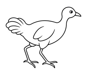  Running Pukeko Bird in Black Line Art